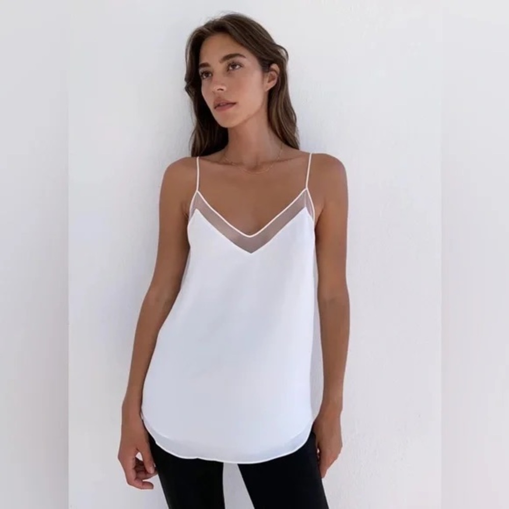 Babaton White with mesh detail v neck tank